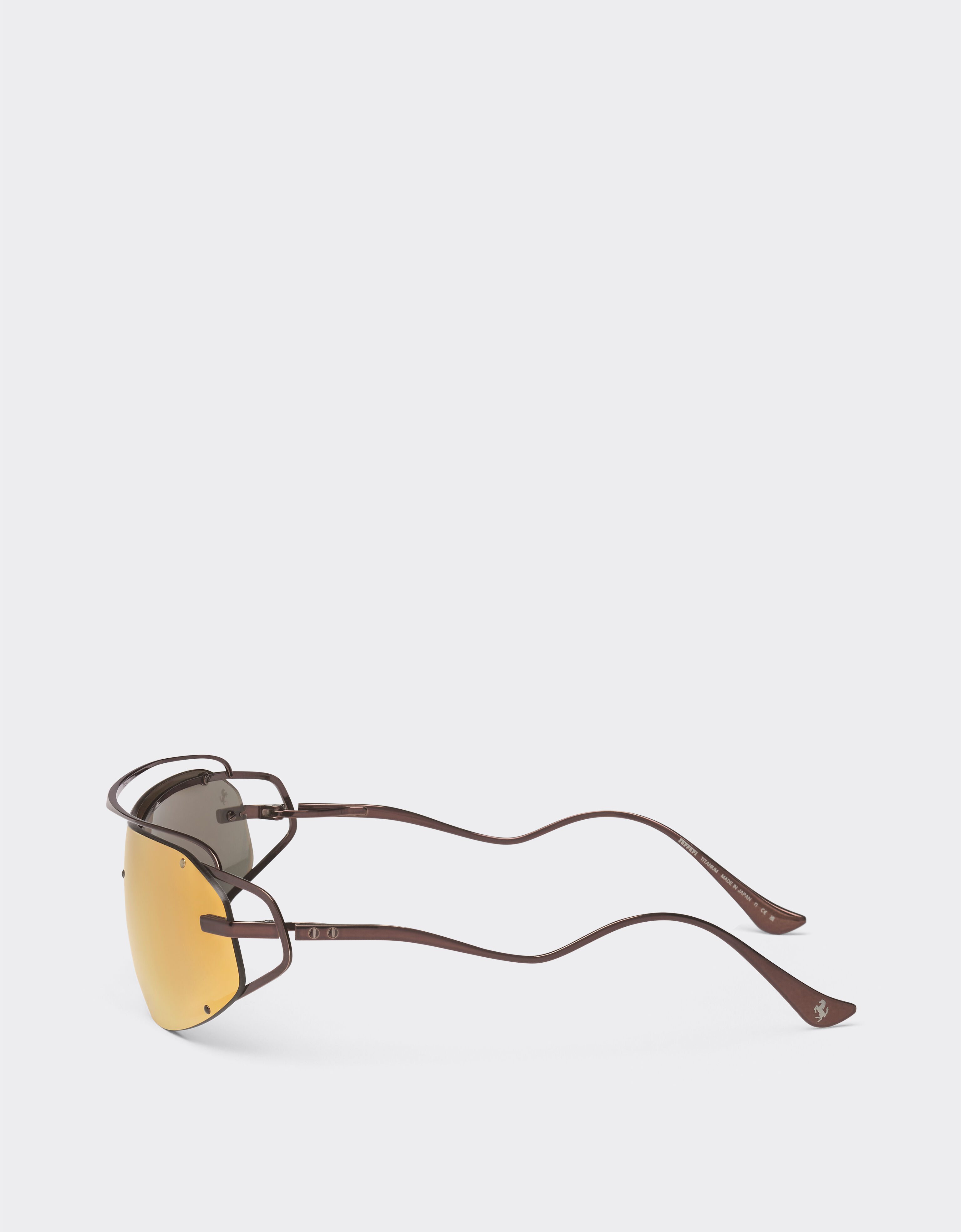 Ferrari Ferrari sunglasses in brown titanium with gold-tone mirror brown shield Brown LA02Xf