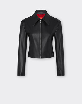 Biker jacket in nappa leather in Black for Women | Ferrari®