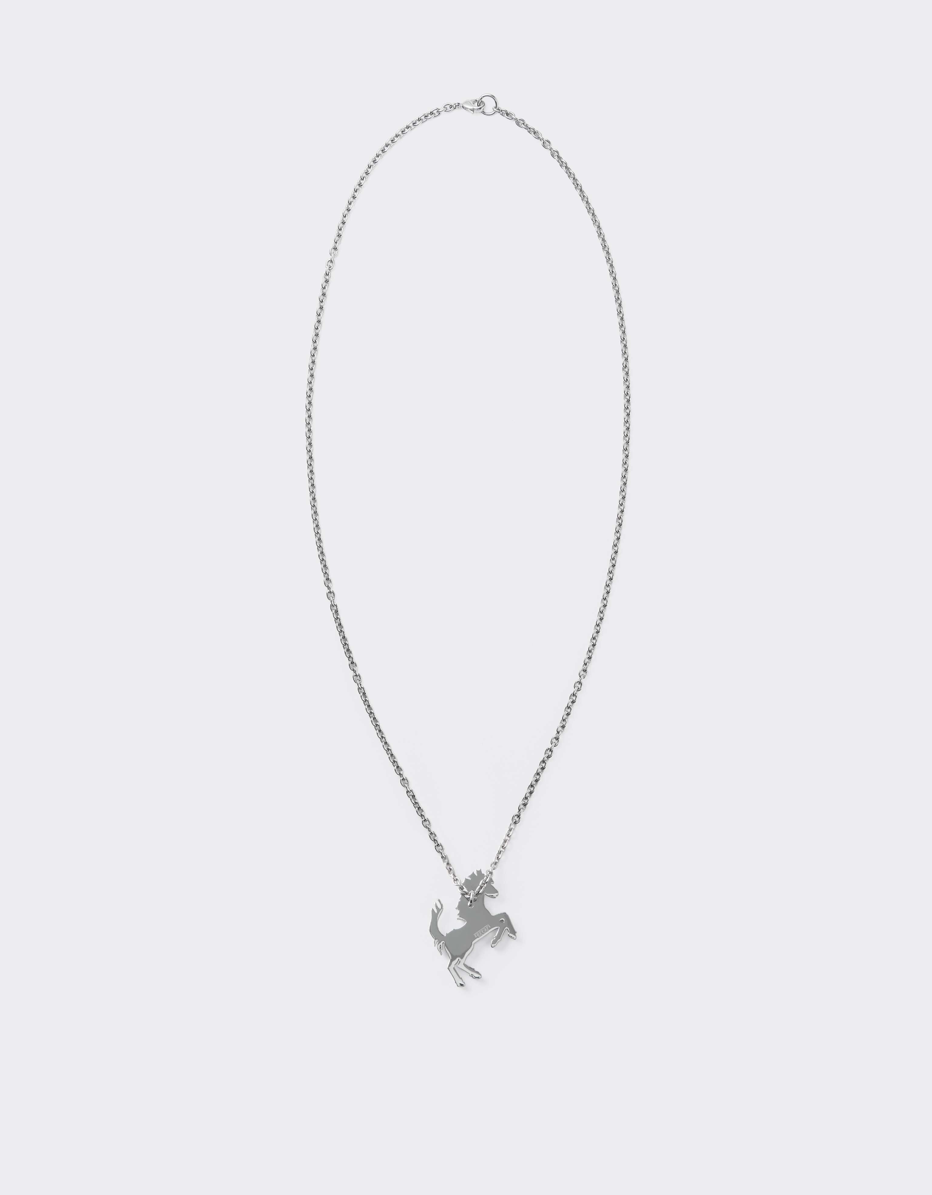 Prancing Horse Rhinestone Necklace in Silver | Ferrari®