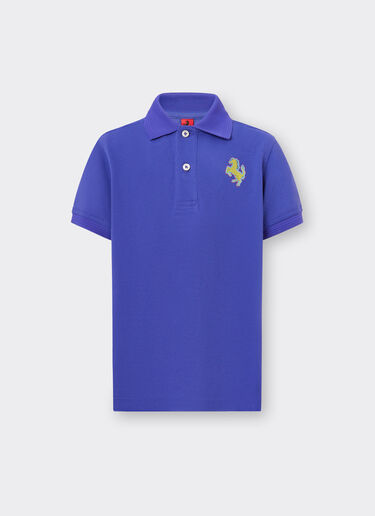 Ferrari Cotton piqué polo shirt with Prancing Horse patch Antique Blue 48531fK