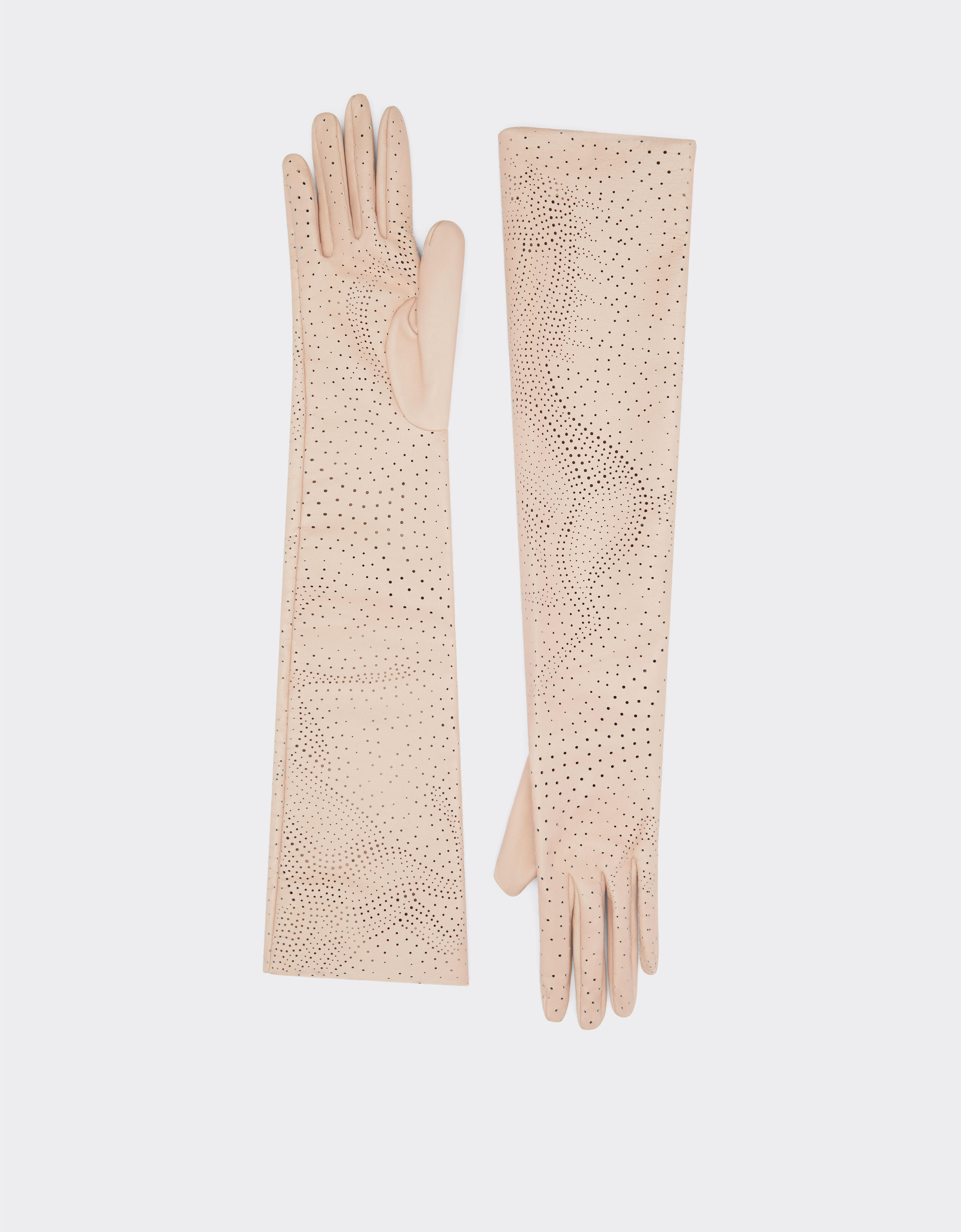 Ferrari Long gloves in perforated leather Nude 20694f