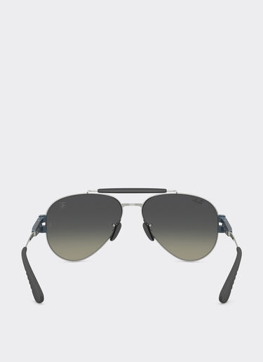 Ferrari Ray-Ban for Scuderia Ferrari RB3762M in metallo argento e azzurro opaco con lenti grigie sfumate Silver LA019f