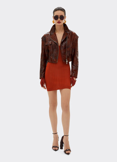 Ferrari Biker jacket in radica leather Tabacco 22106f