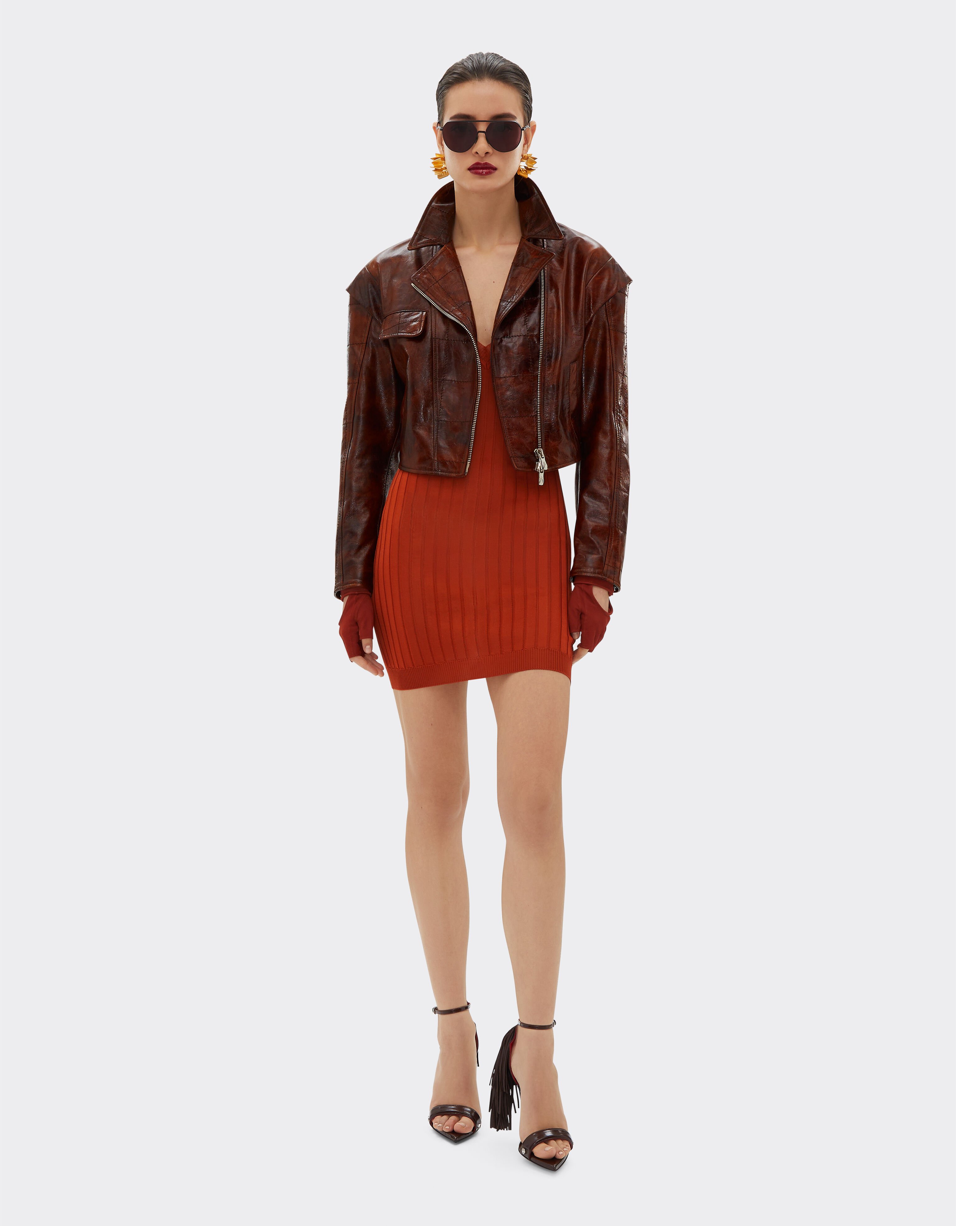 Ferrari Biker jacket in radica leather Tabacco 22106f