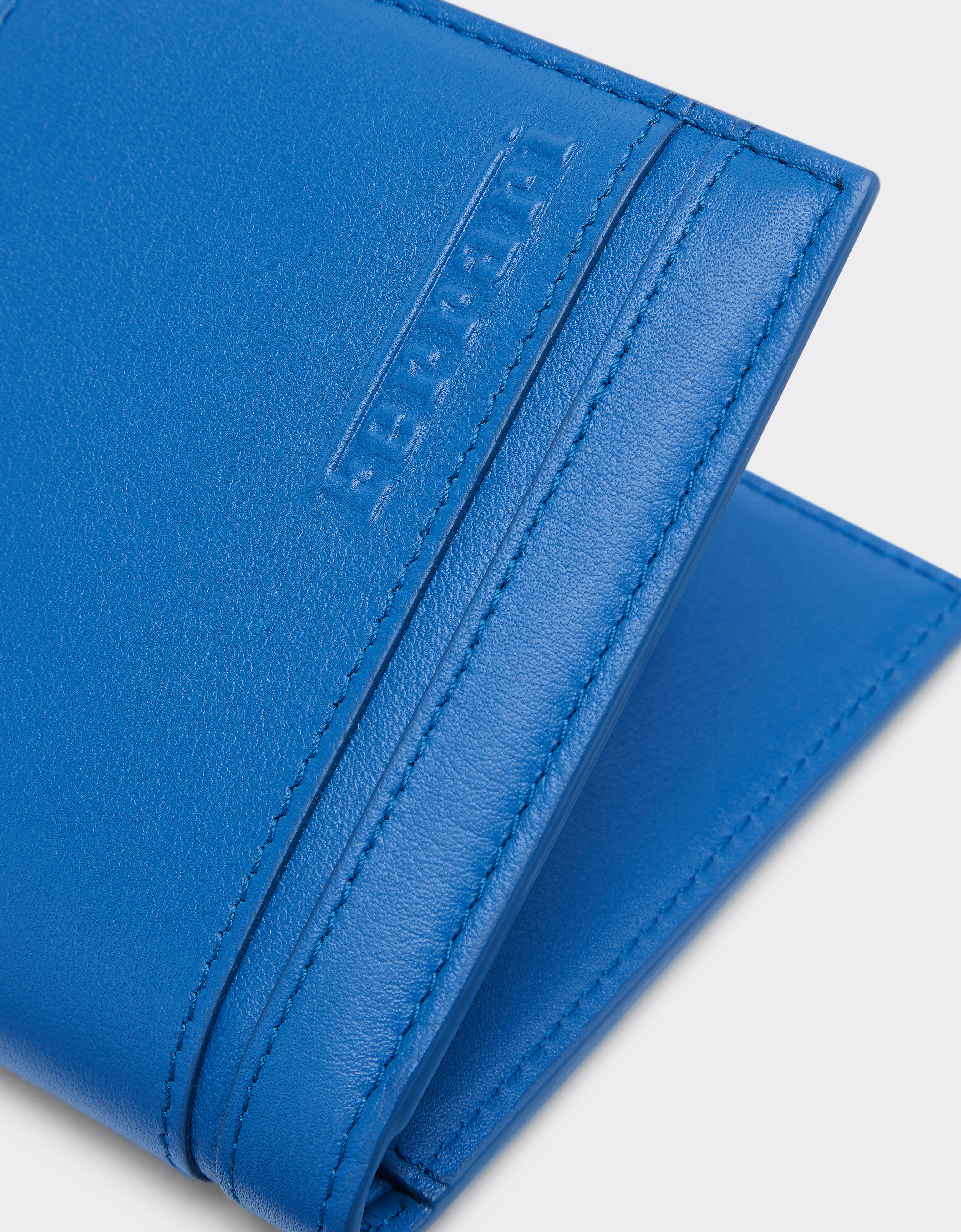 Ferrari Horizontal wallet in smooth nappa leather Klein Blue 22198f