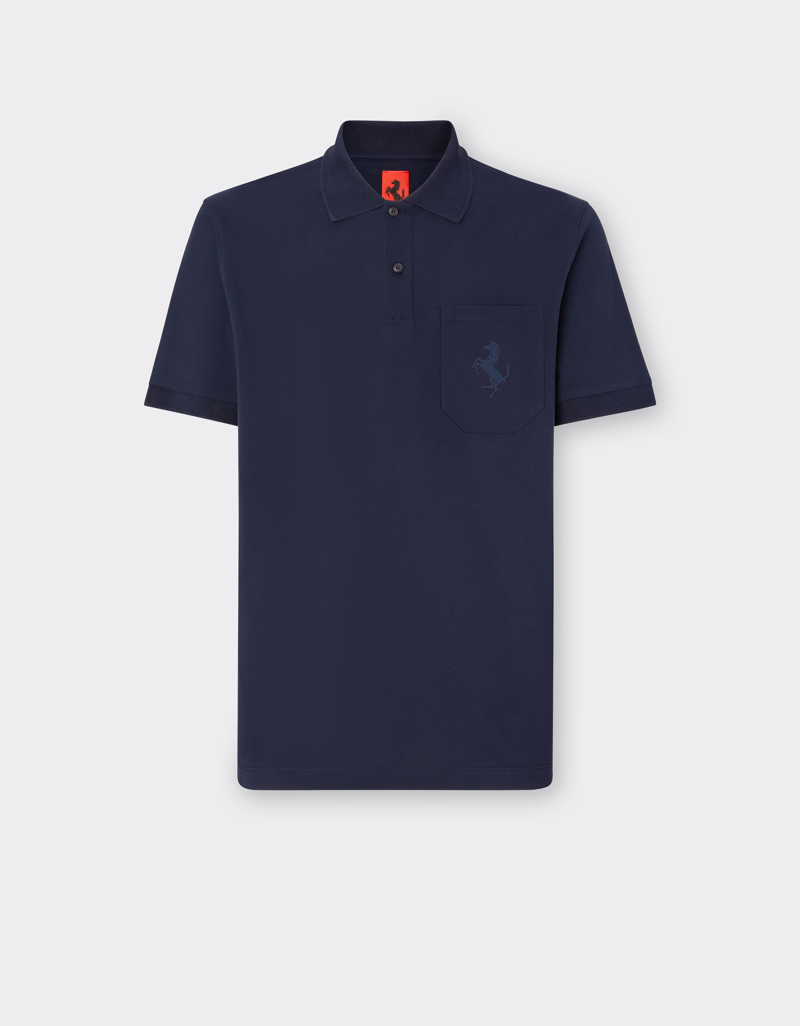 Ferrari Piqué cotton polo shirt with Prancing Horse detail Antique Blue 48300f