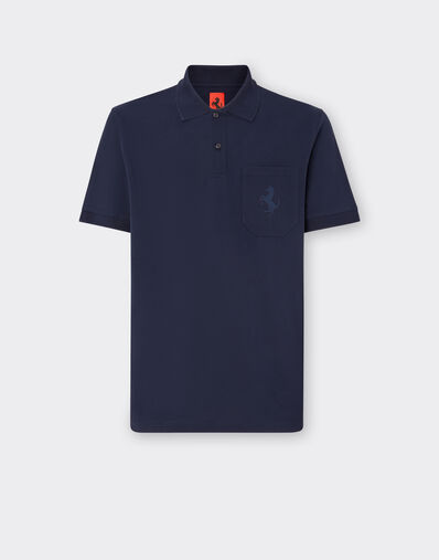 Ferrari Polo shirt with Prancing Horse patch logo Klein Blue 21819f