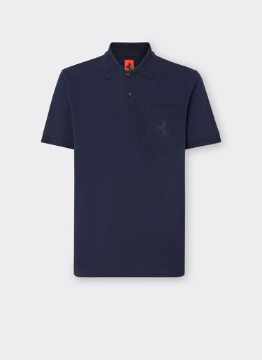 Ferrari Piqué cotton polo shirt with Prancing Horse detail Navy 20132f