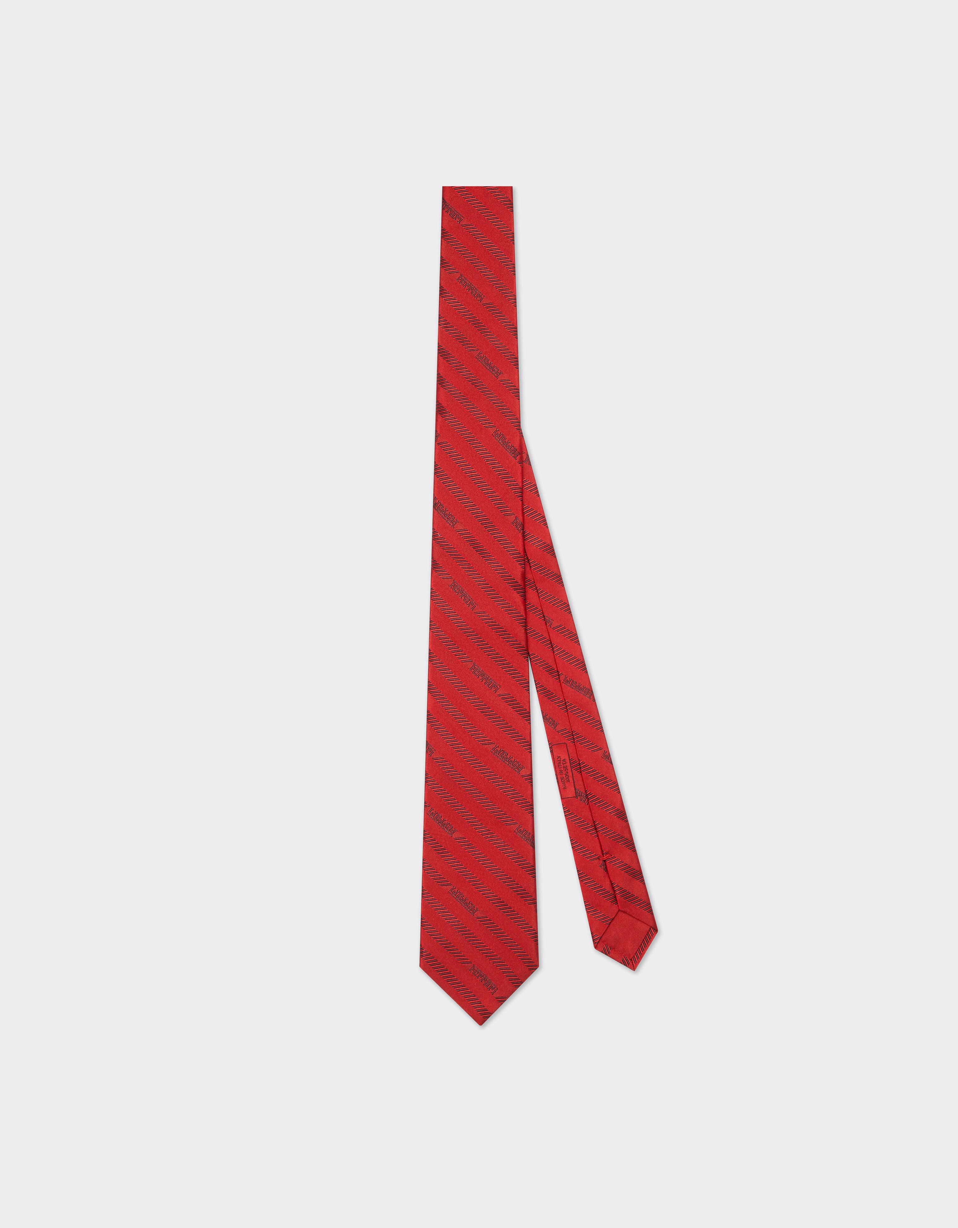 Ferrari Silk twill tie with regimental pattern Maison Red 50160f