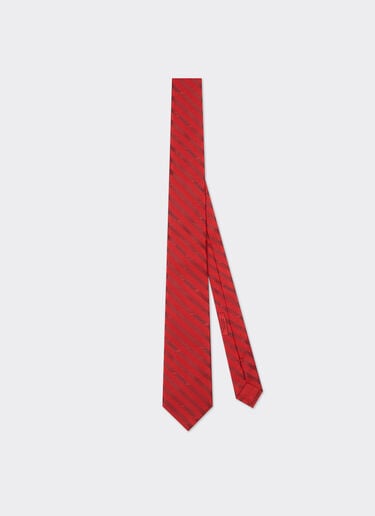Cravate en sergé de soie avec motif régimentaire Ferrari Cravate en sergé de soie avec motif régimentaire Rouge Maison 50160f