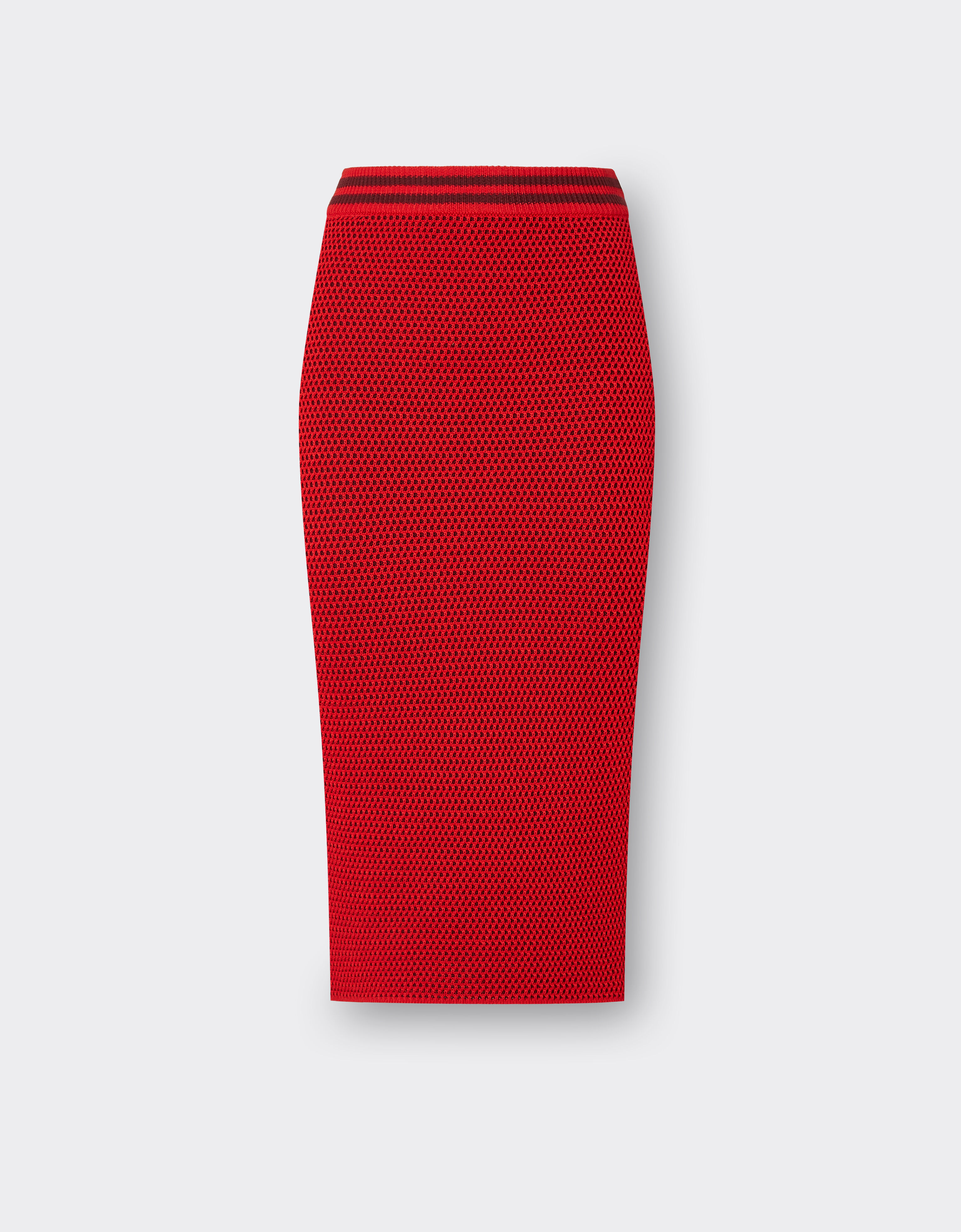 Ferrari Longuette skirt in cotton yarn Rosso Dino 20132f