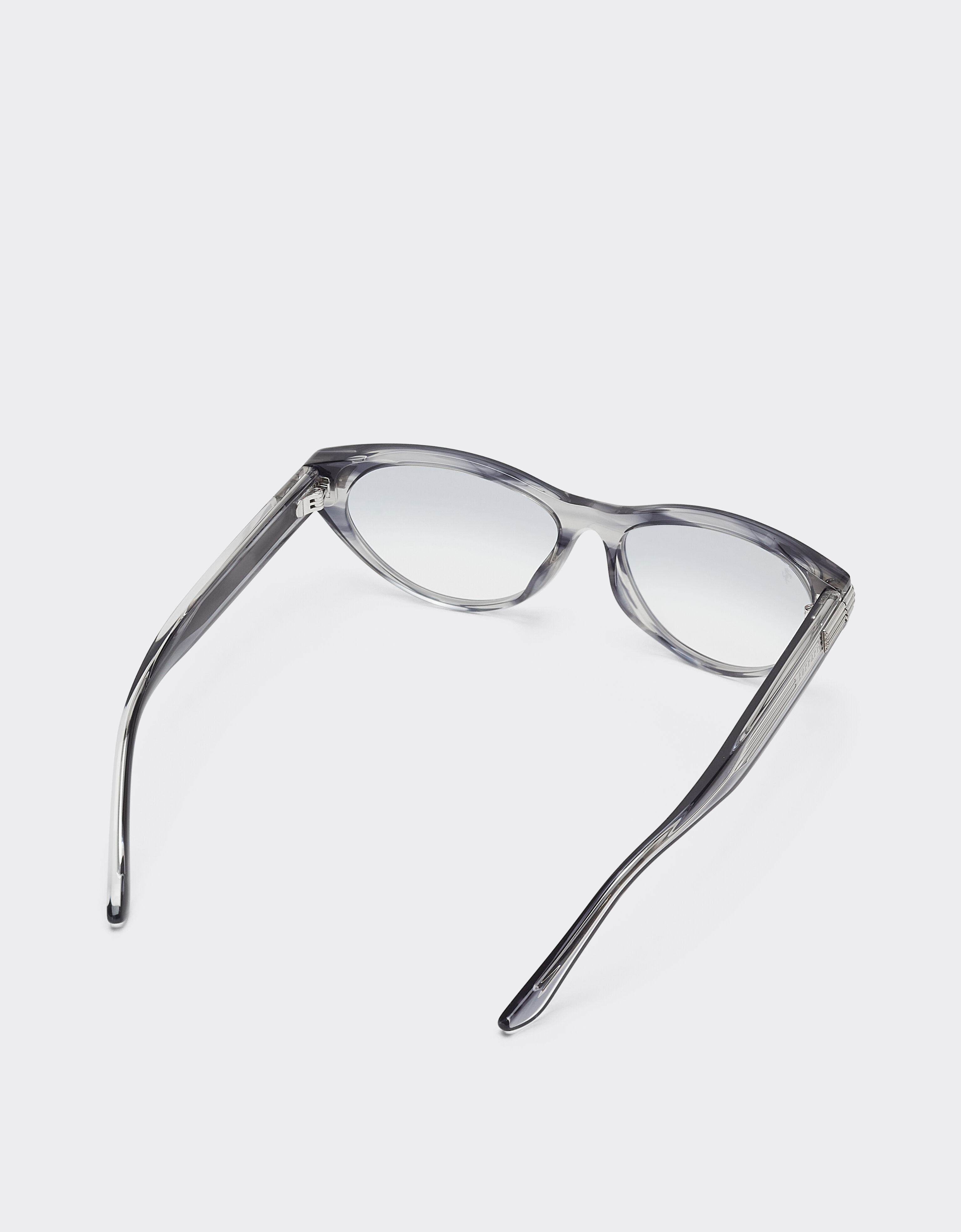 Ferrari Gafas de sol de acetato azul a rayas con lentes espejadas en degradado gris Azul escocés LA0EZf