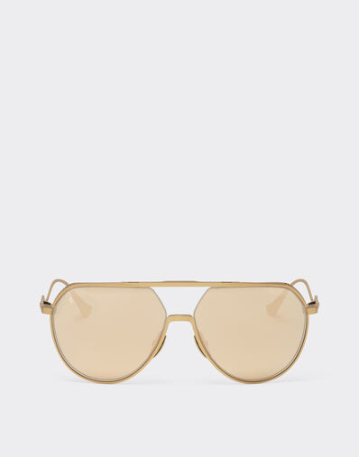 Ferrari Ferrari sunglasses in matt gold-tone titanium with gold mirror yellow lenses Satin Gold LA02Of