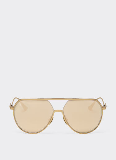 Ferrari Ferrari sunglasses in matt gold-tone titanium with gold mirror yellow lenses Satin Gold LA02Of