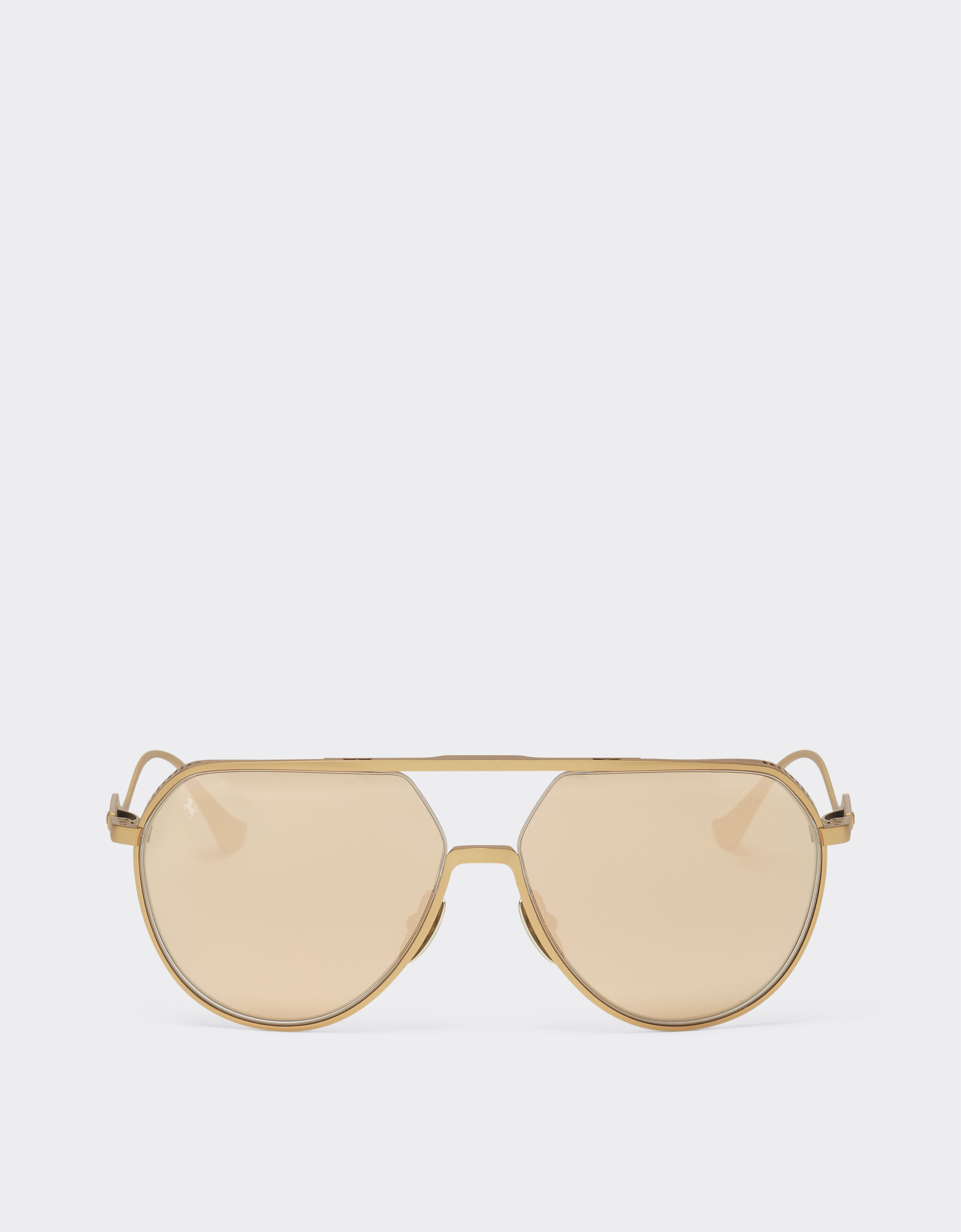Ferrari Ferrari sunglasses in matt gold-tone titanium with gold mirror yellow lenses Satin Gold LA02Of