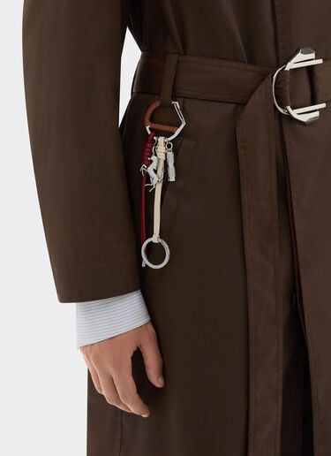 Multicolored metal and leather keyring with charm Ferrari Multicolored metal and leather keyring with charm Tobacco 50011f