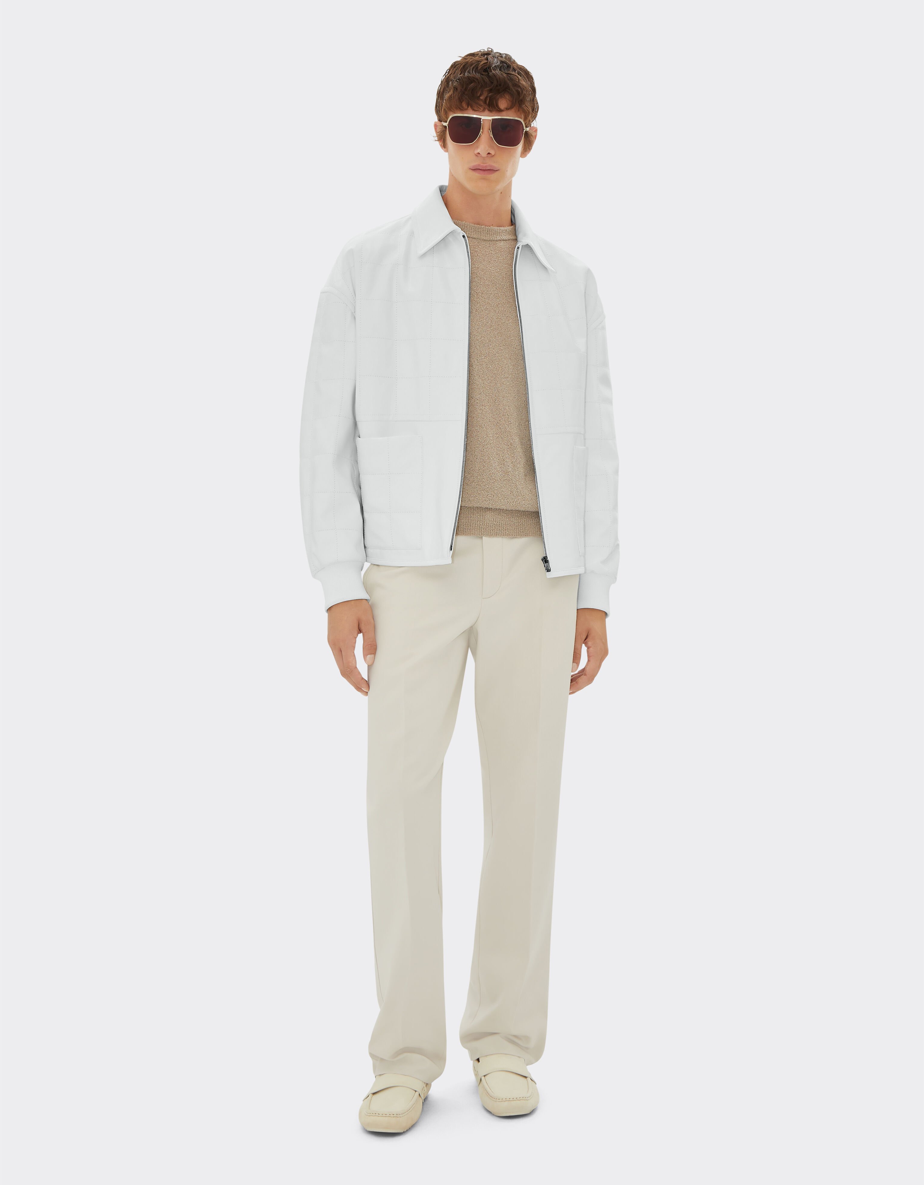 Ferrari Bomber in liquid leather Bianco Ottico 21774f