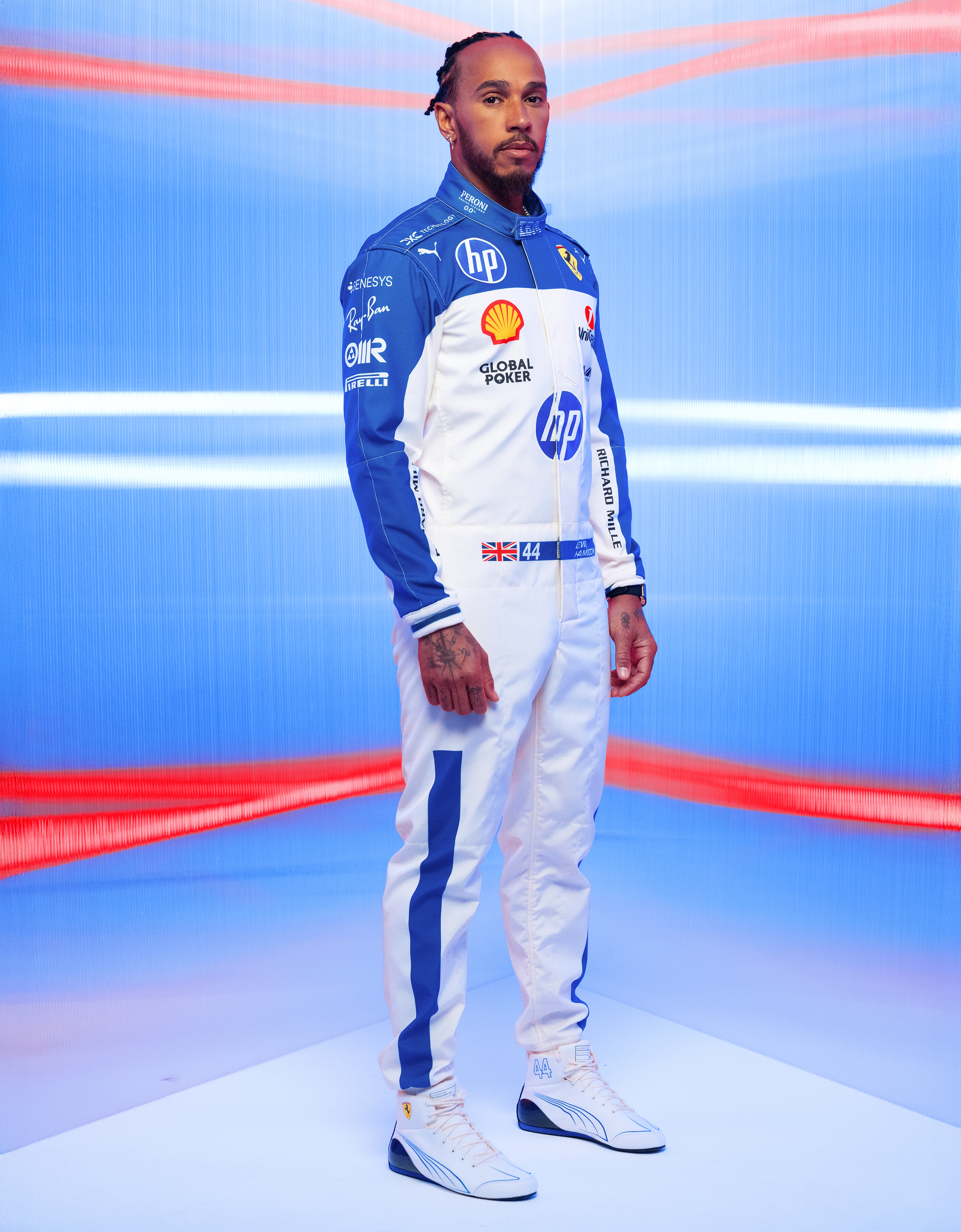 Ferrari Puma for Scuderia Ferrari Lewis Hamilton racing suit Optical White LA09Df