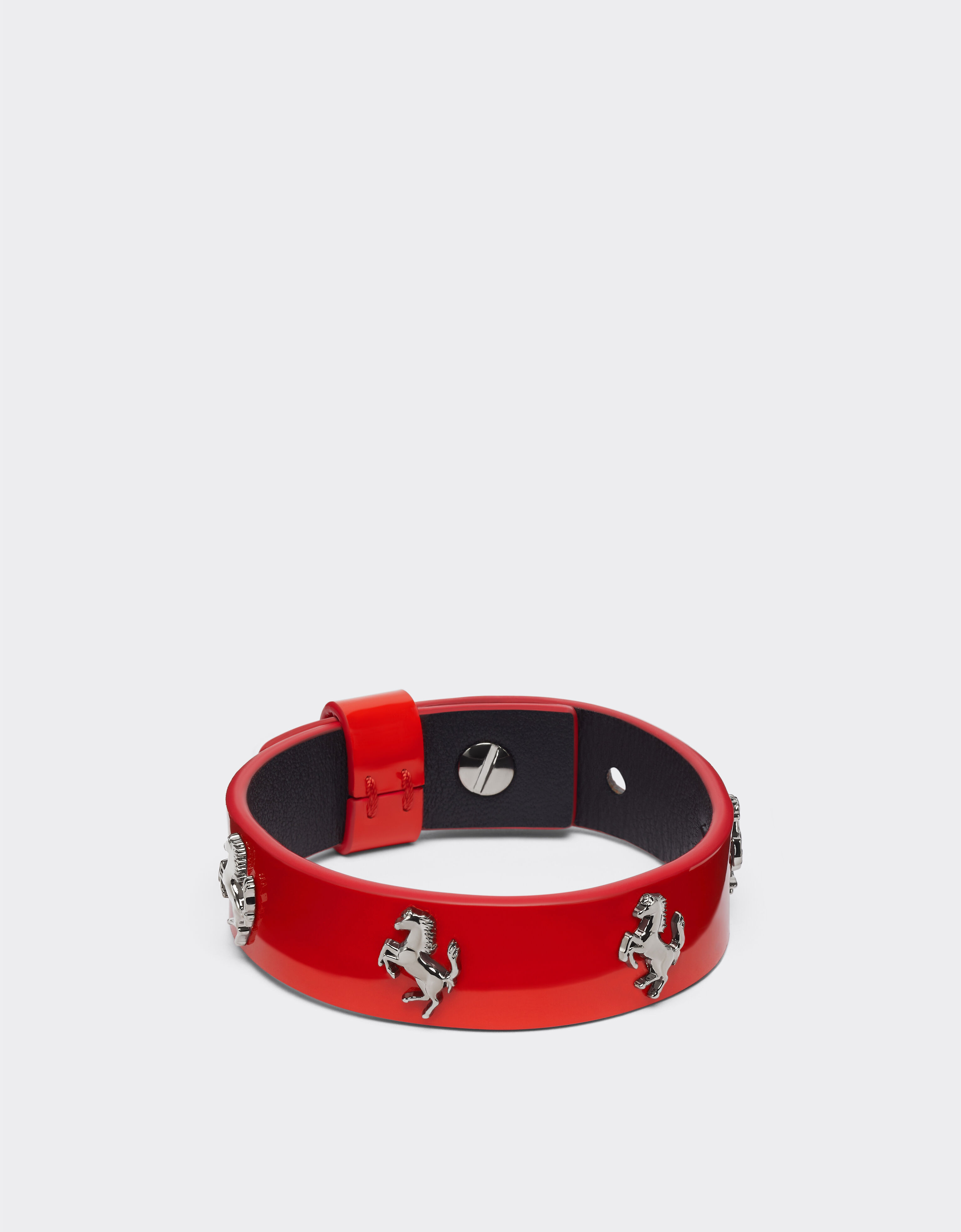 Ferrari Bracelet in red patent leather with studs Charcoal 20010f