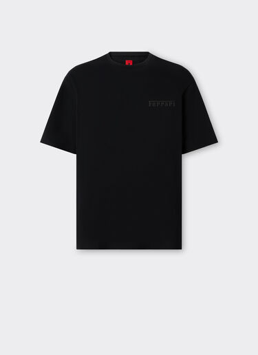 Ferrari T-shirt in cotone con logo Ferrari Nero 48114f