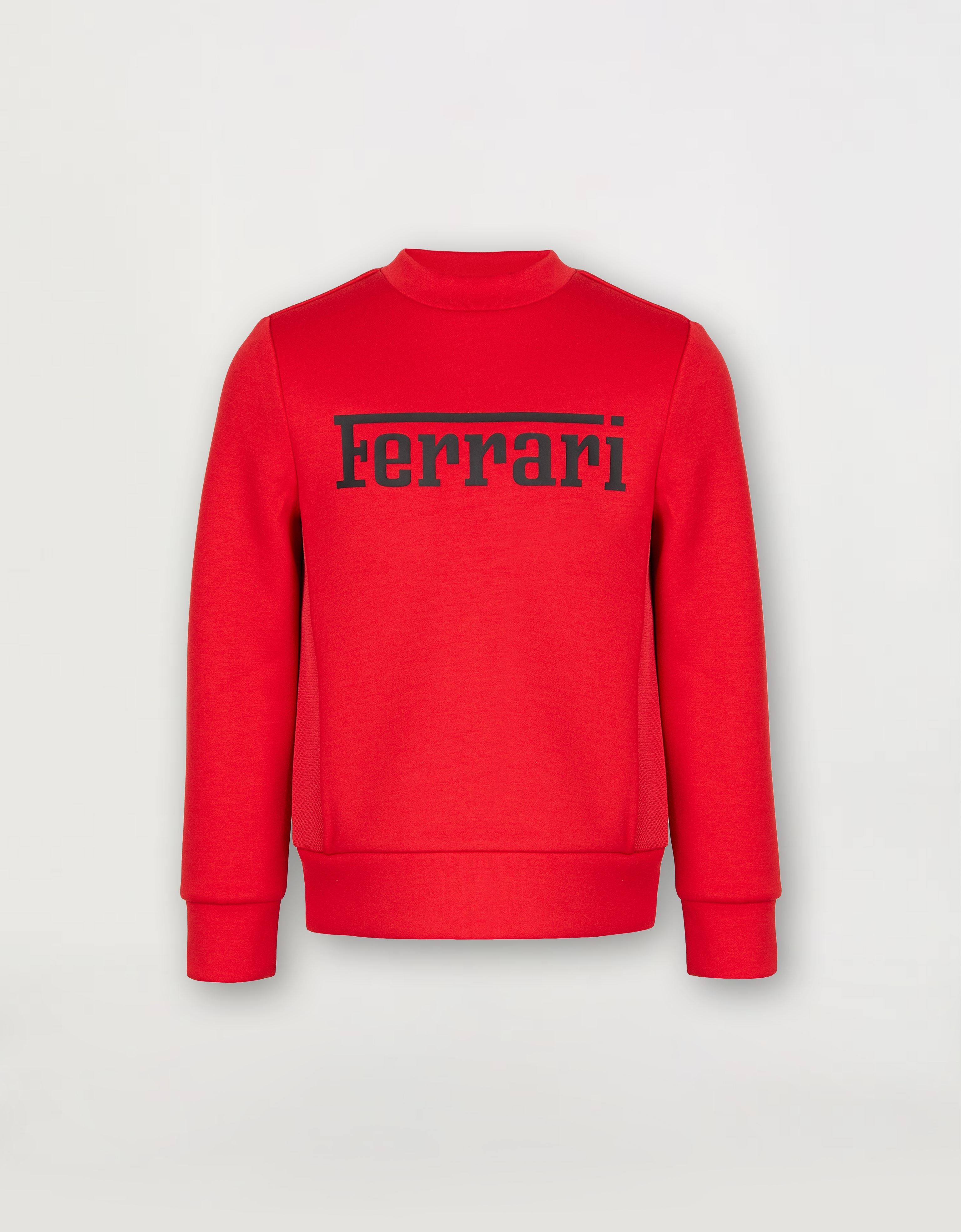 Ferrari Children’s sweatshirt in recycled scuba fabric with large Ferrari logo Rosso Corsa 红色 46994fK