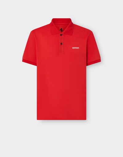 Ferrari Cotton polo shirt with Ferrari logo Rosso Dino 51058f