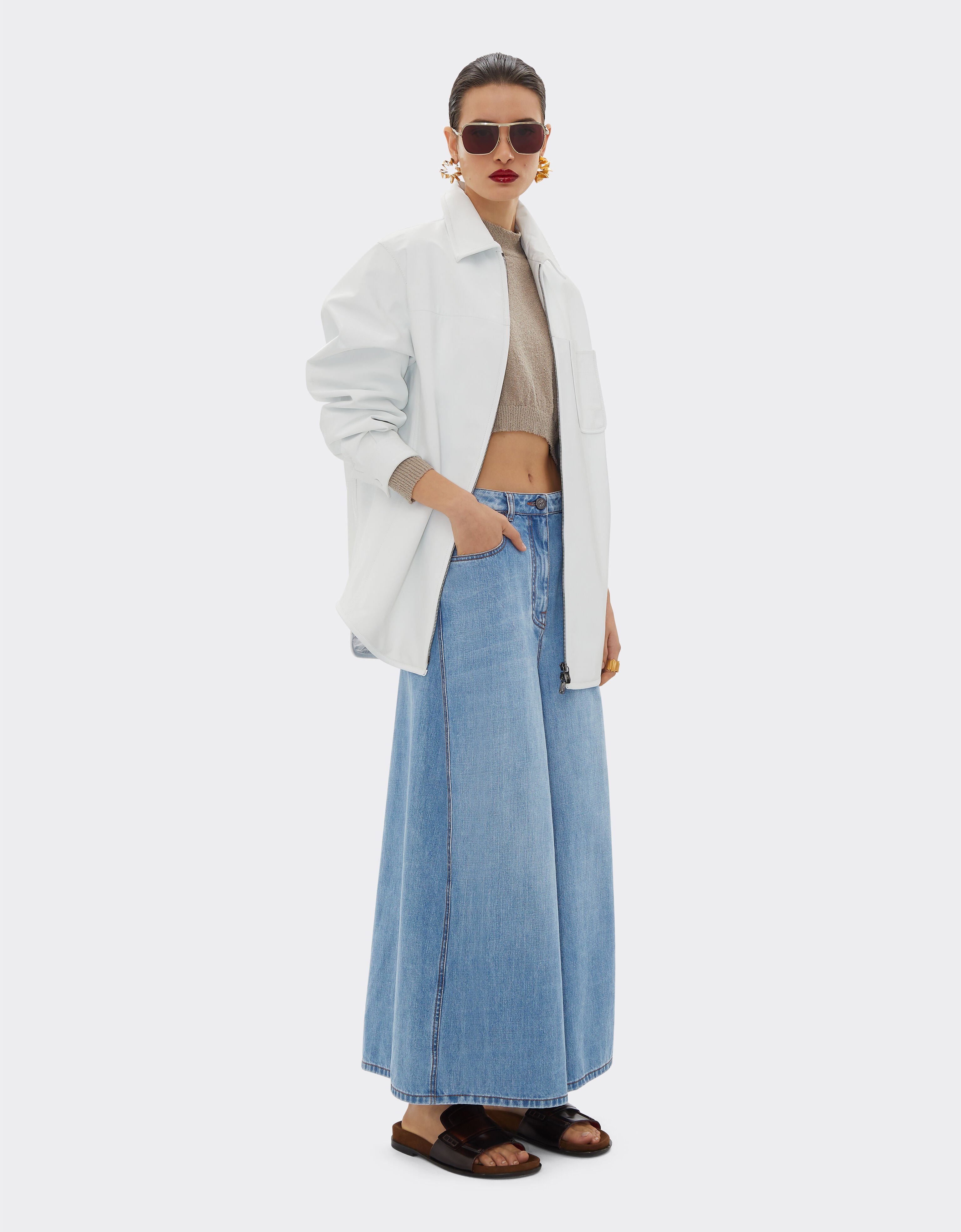 Ferrari Wide-leg denim trousers Light Denim 21829f