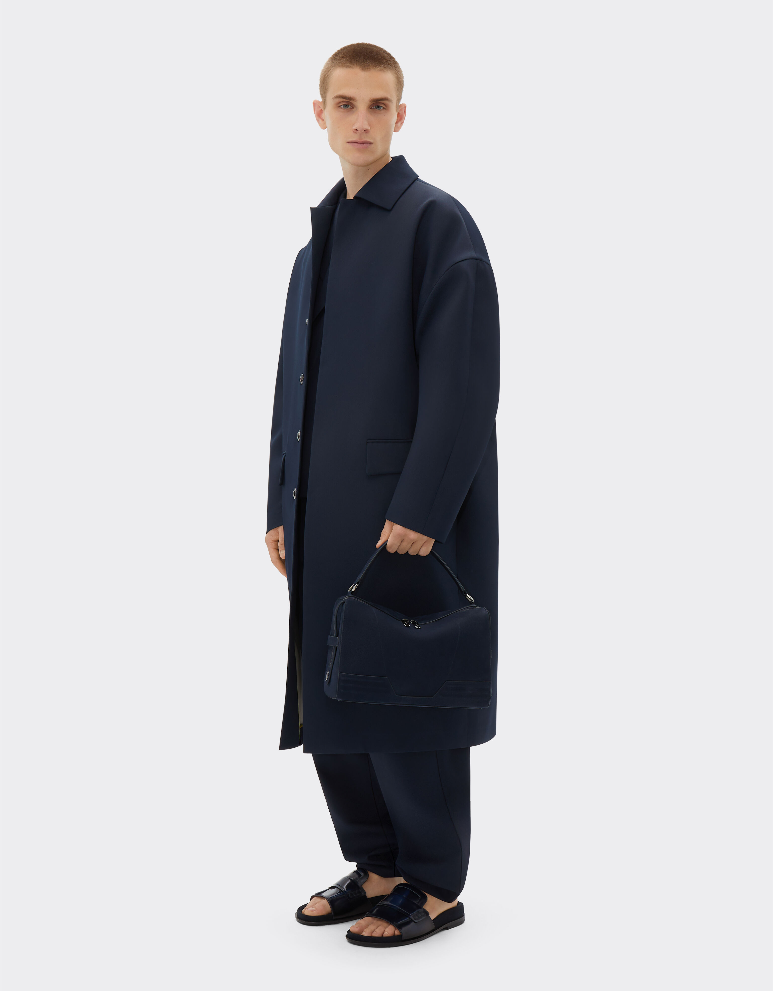 Ferrari Single-breasted coat in two-tone double-sided tech fabric Navy 21749f