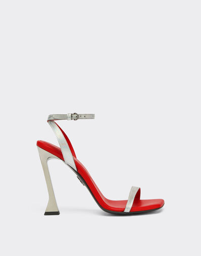 Ferrari Sandals in iridescent leather with plexiglass heel Silver 21115f