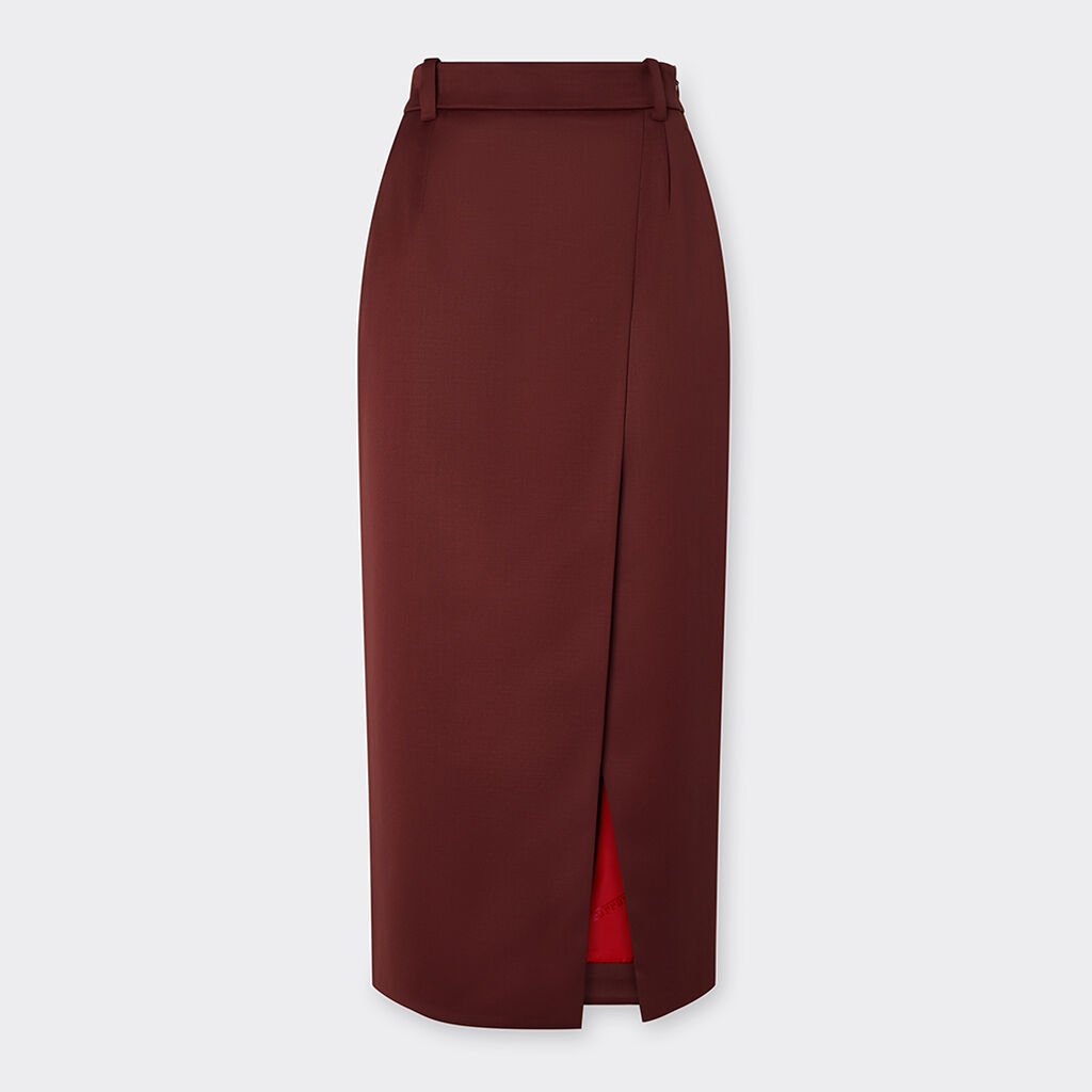 Ferrari Wool satin skirt Mahogany 49818f
