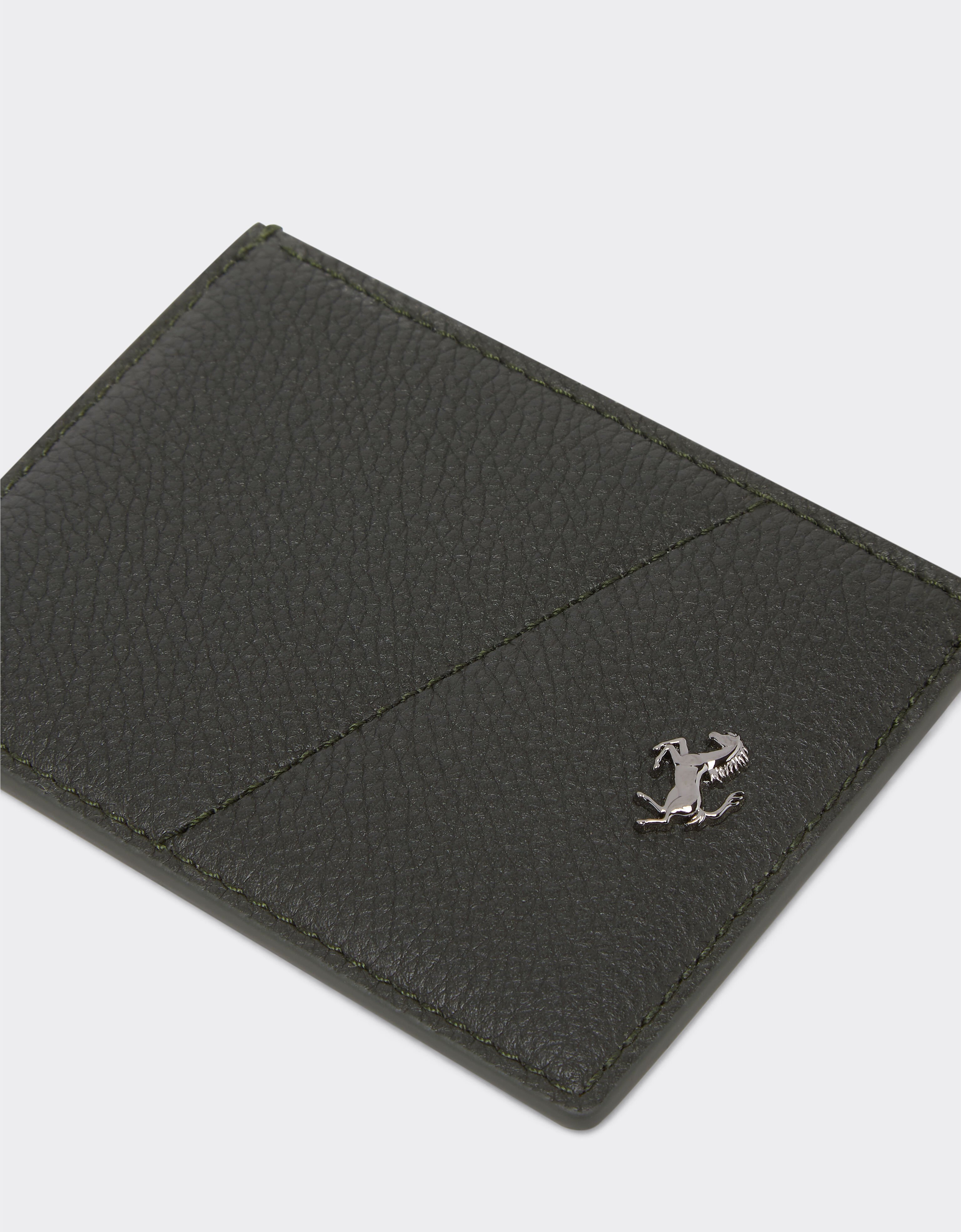 Ferrari Leather card holder with metal prancing horse Army 21431f