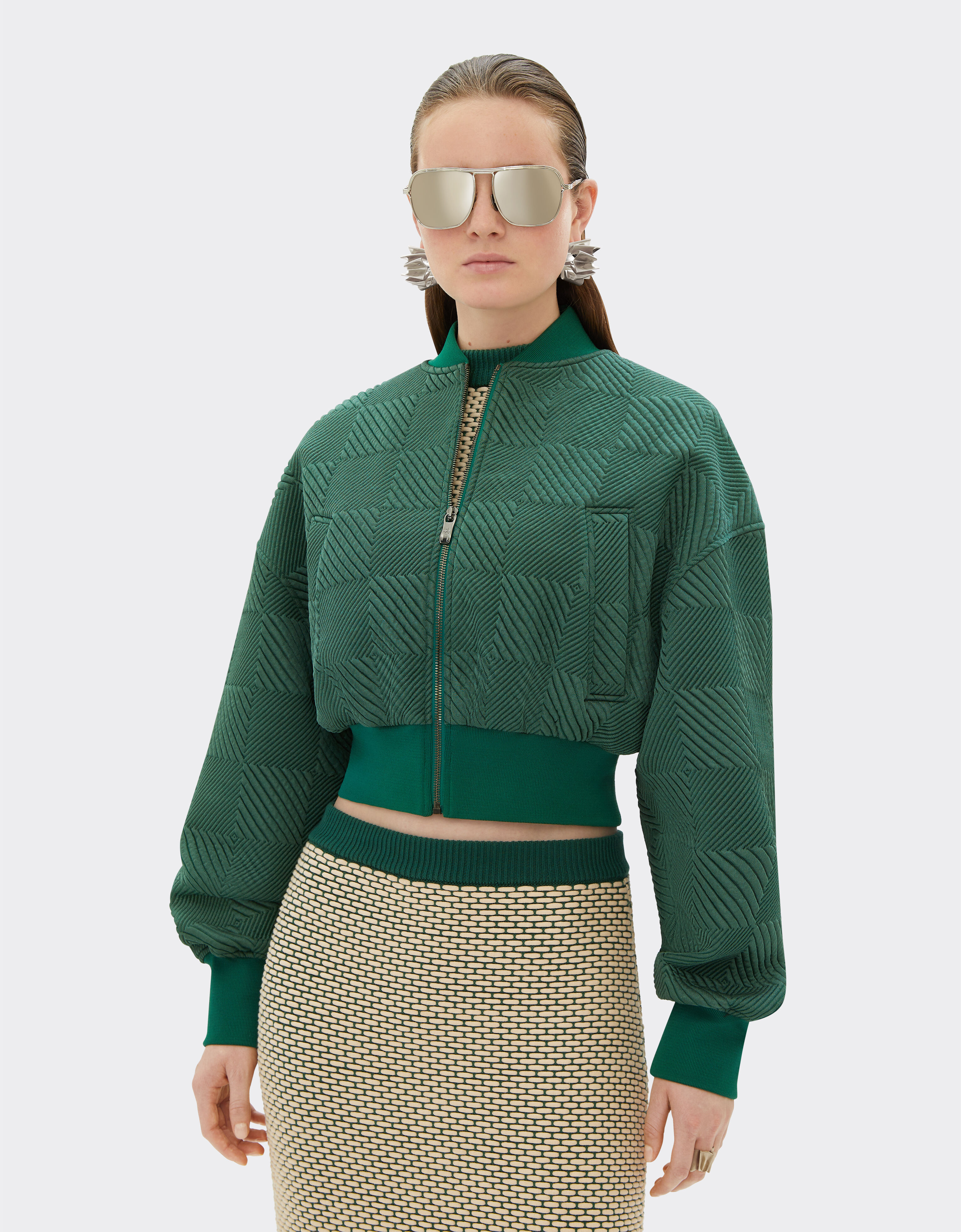 Ferrari Chaqueta bomber de punto efecto 3D Verde Ficus 21994f