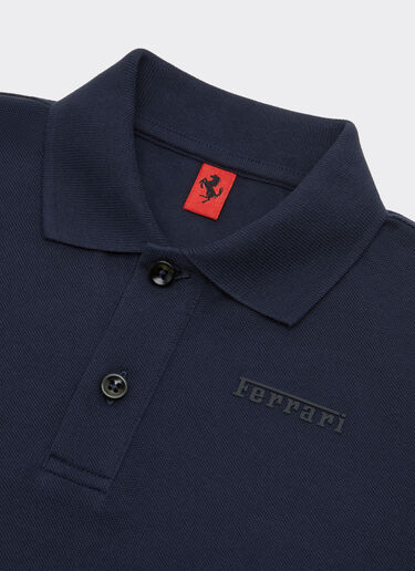 Ferrari Polo de algodón orgánico con logotipo Ferrari Navy 22760fK