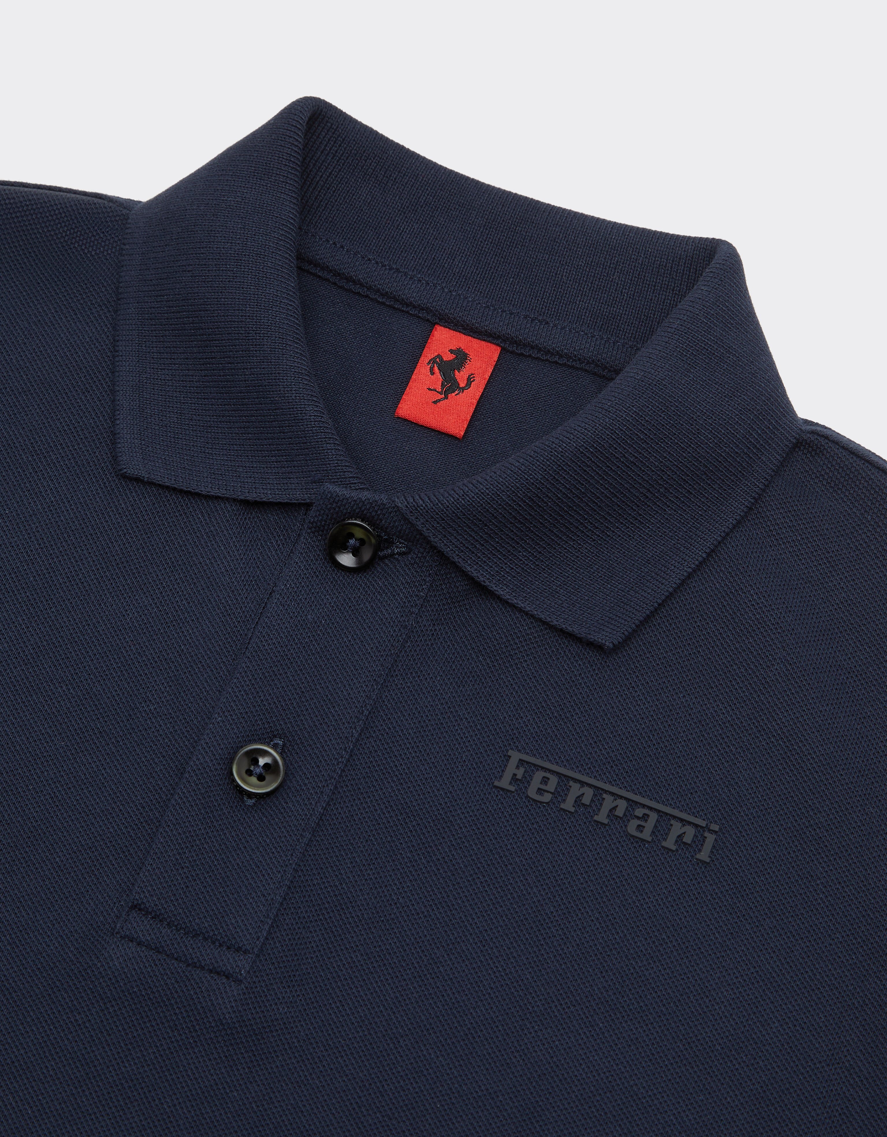 Ferrari Polo de algodón orgánico con logotipo Ferrari Navy 22760fK