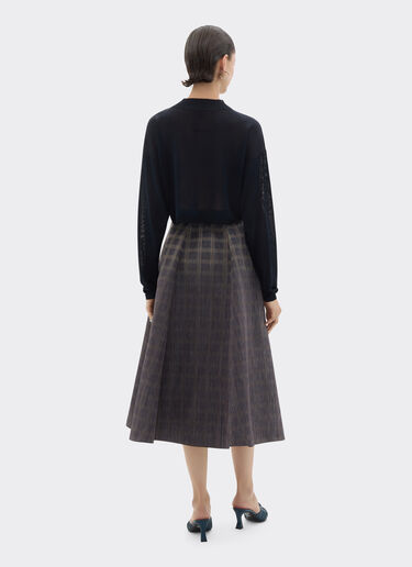Ferrari Long skirt in chiné check printed nylon Mahogany 22651f