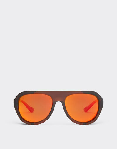 Ferrari Ferrari brown sunglasses with leather details and polarised mirror lenses Black Matt F1251f