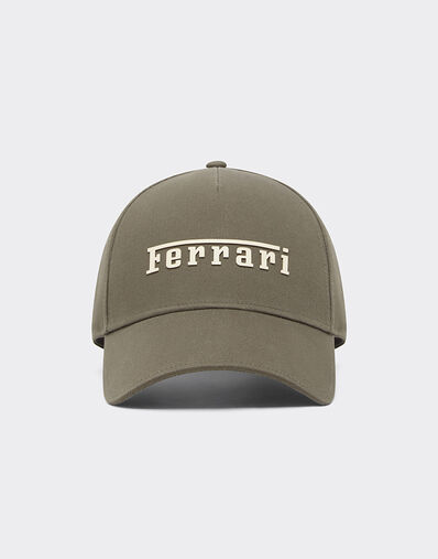 Ferrari Baseball cap with rubberized Ferrari logo Khaki Green 20403f