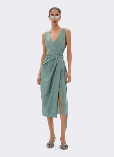 Ferrari Robe portefeuille en mélange de soie jacquard à rayures Pekin Salvia CWWDR0019WAC0001f