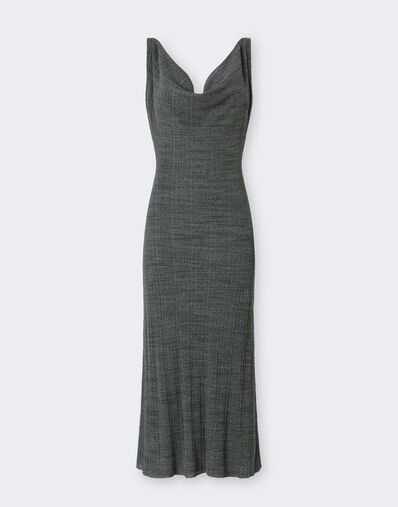 Long Dress in Irregular Ribbed Linen Ferrari Long Dress in Irregular Ribbed Linen Grey CKWDR0015KLI0005f