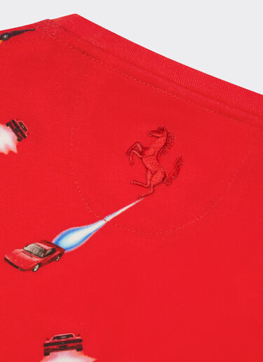 Ferrari T-shirt in cotone con stampa Ferrari Cars Rosso Corsa 20163fK