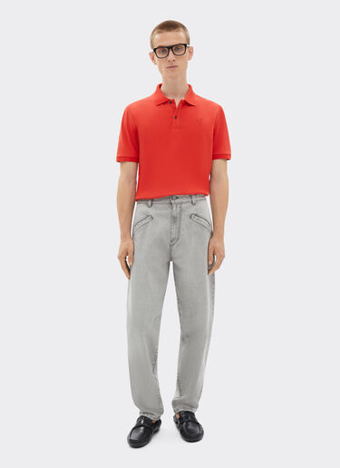 Ferrari Organic cotton piqué polo shirt with Prancing Horse Rosso Dino 47822f