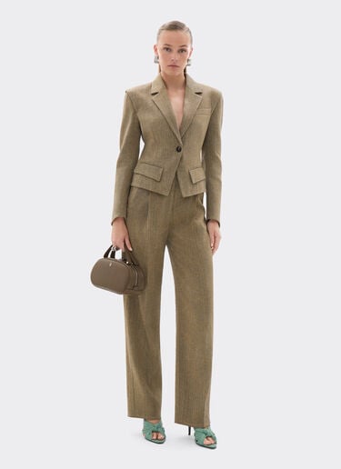 Ferrari Pantalon en sergé de lin et coton Khaki Green 50050f