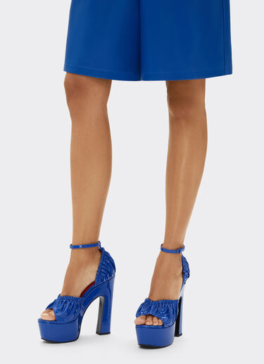 Ferrari Patent leather sandals with platform heel and strap Klein Blue 22066f