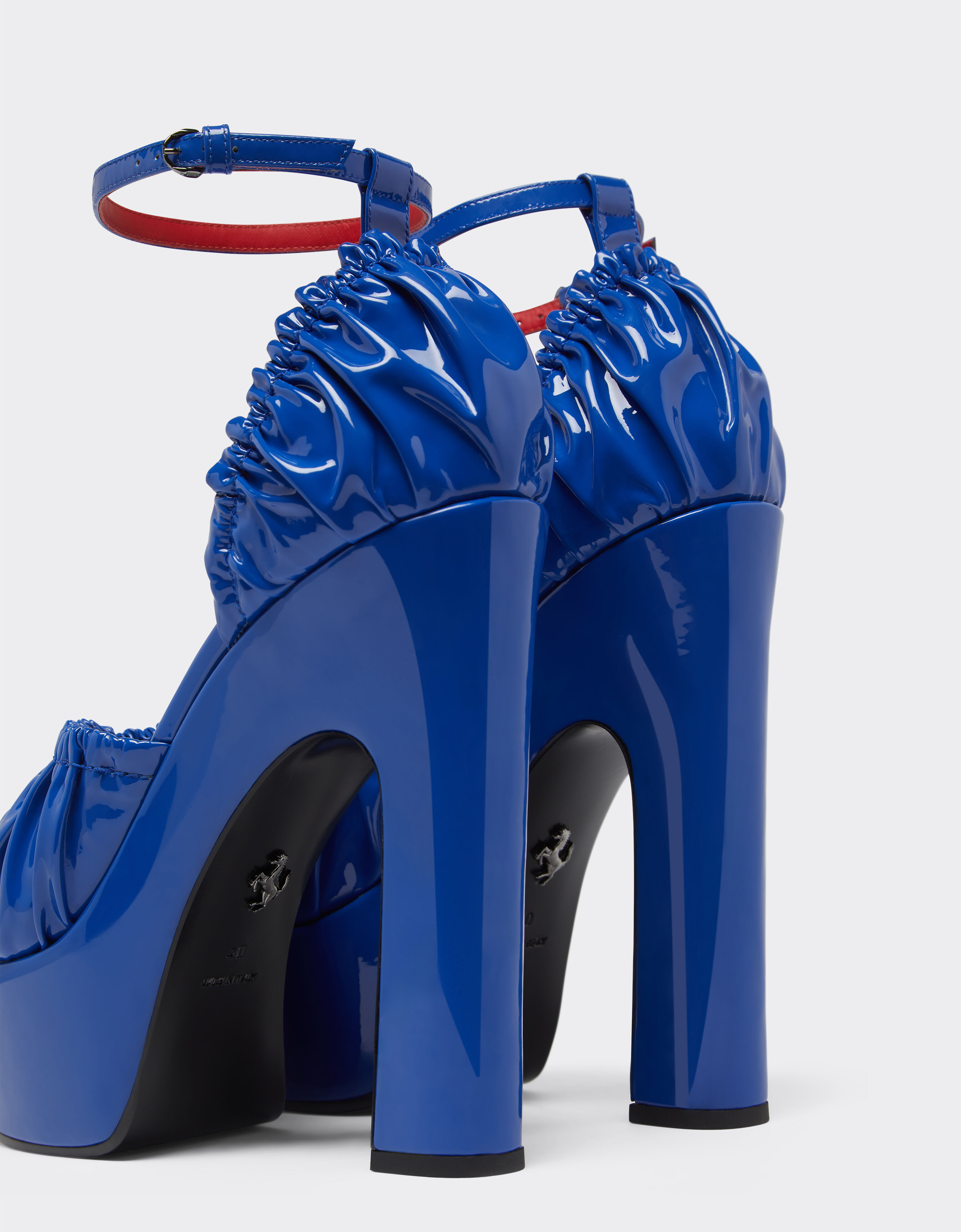 Ferrari Patent leather sandals with platform heel and strap Klein Blue 22066f