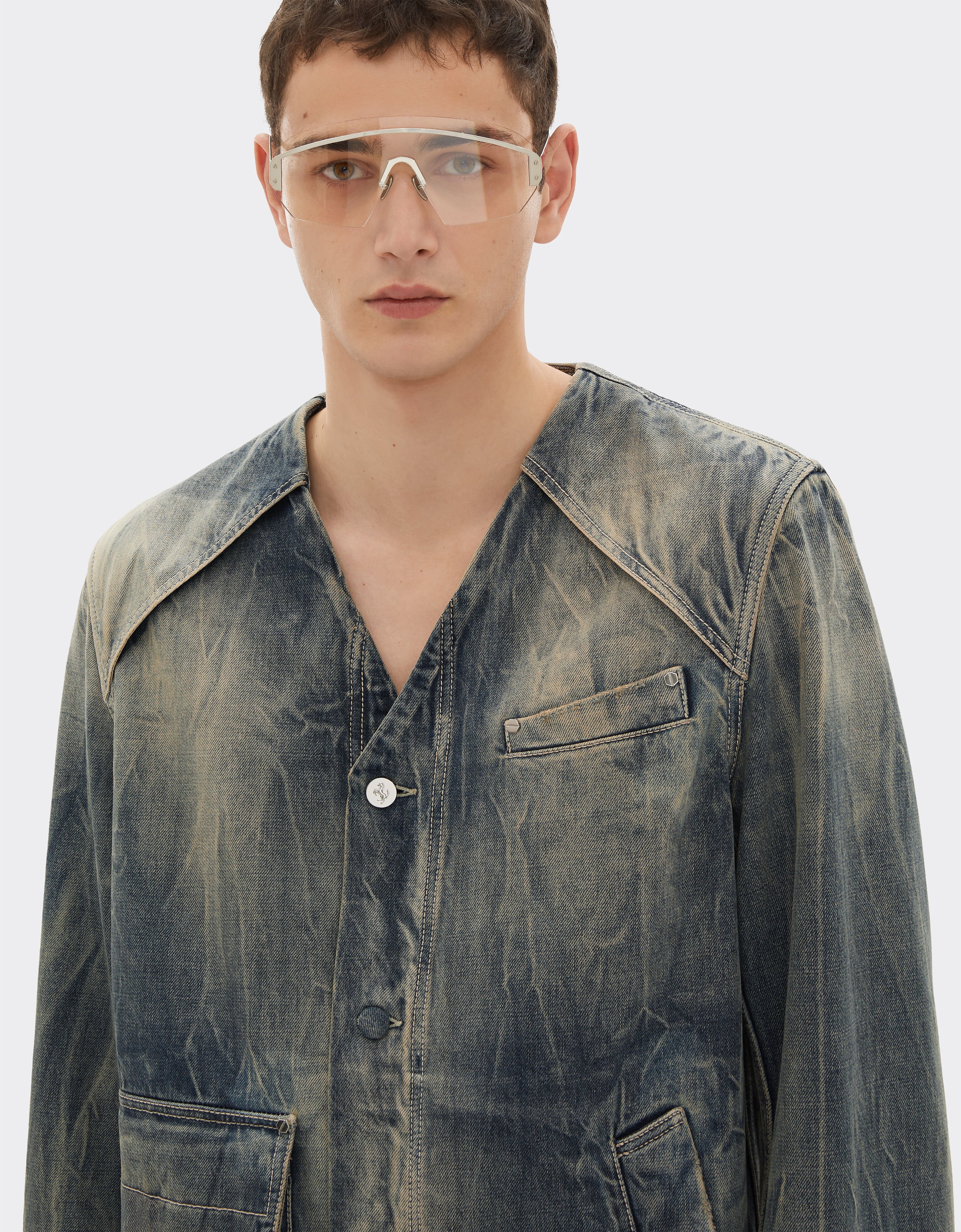 Ferrari Acid-washed denim shirt Blu Denim 51184f