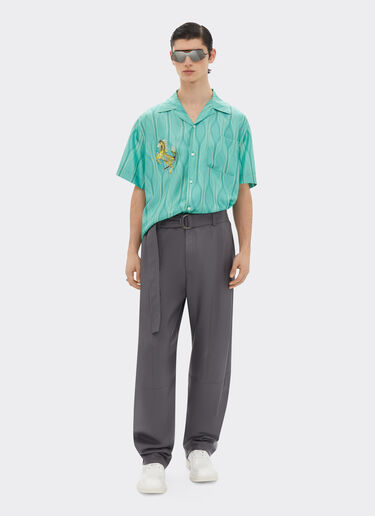 Ferrari Miami Collection short-sleeved shirt in silk Aquamarine 21253f