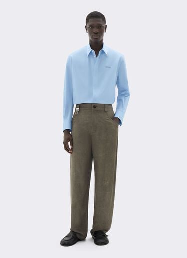 Embroidered Cotton Poplin Shirt Ferrari Embroidered Cotton Poplin Shirt Powder Blue CWMSH0021WCO0035f