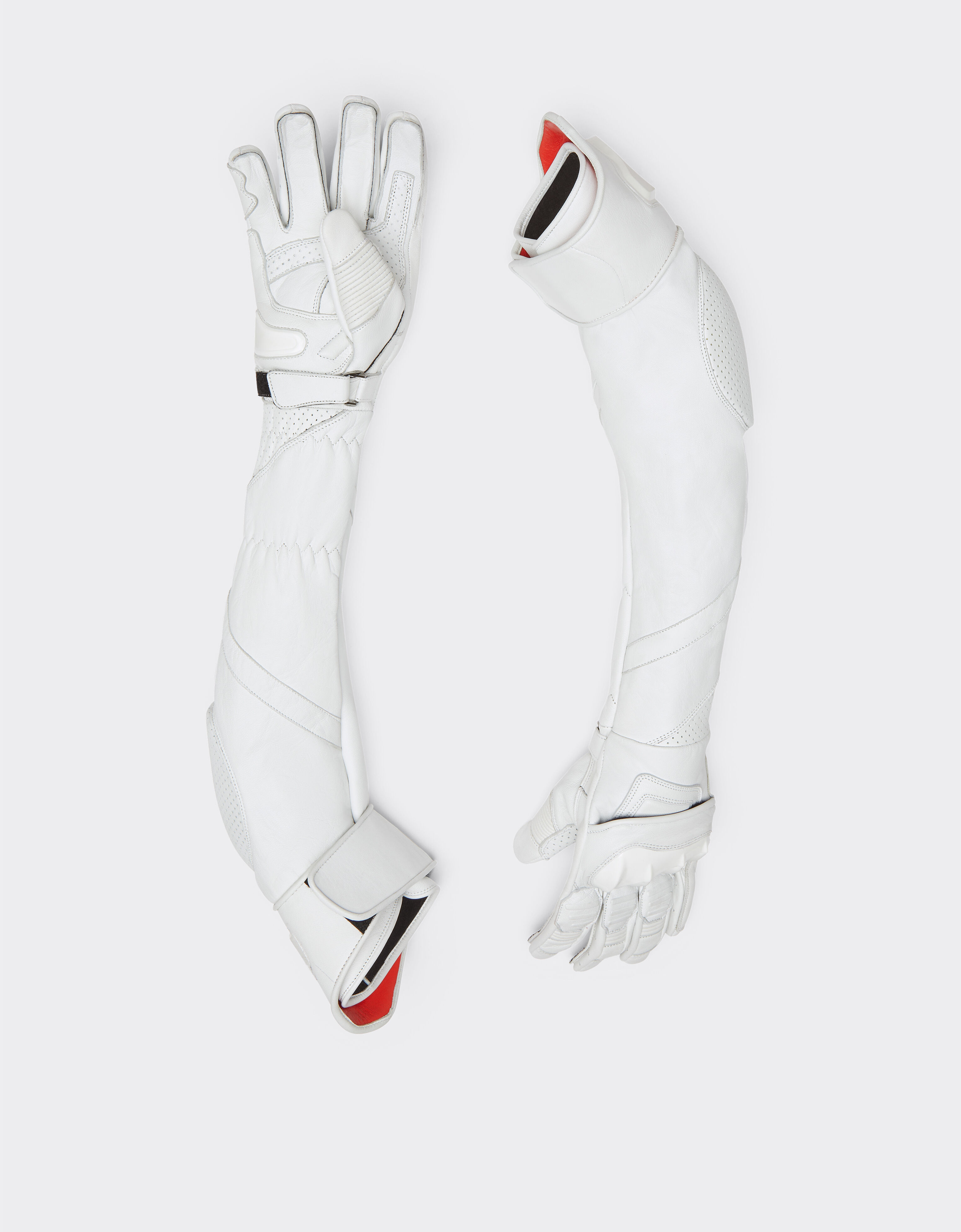 Ferrari Long leather gloves Optical White 21157f