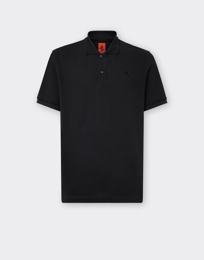 Ferrari Organic cotton piqué polo shirt with Prancing Horse Black CJMPO0014JCO0053f