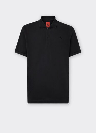 Ferrari Organic cotton piqué polo shirt with Prancing Horse Black CJMPO0014JCO0053f